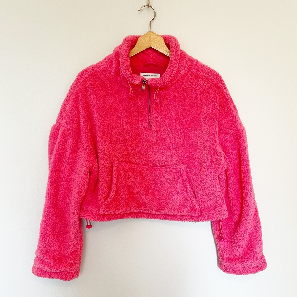 Urban Outfitters Pink Fleece 1/4 Zip Pull Over